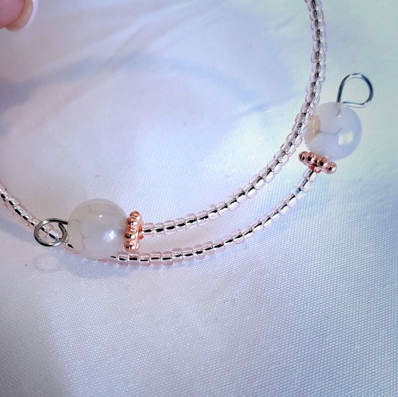 Ritulated Agate and Rose Gold Beaded Bangle - Picture 5 of 8